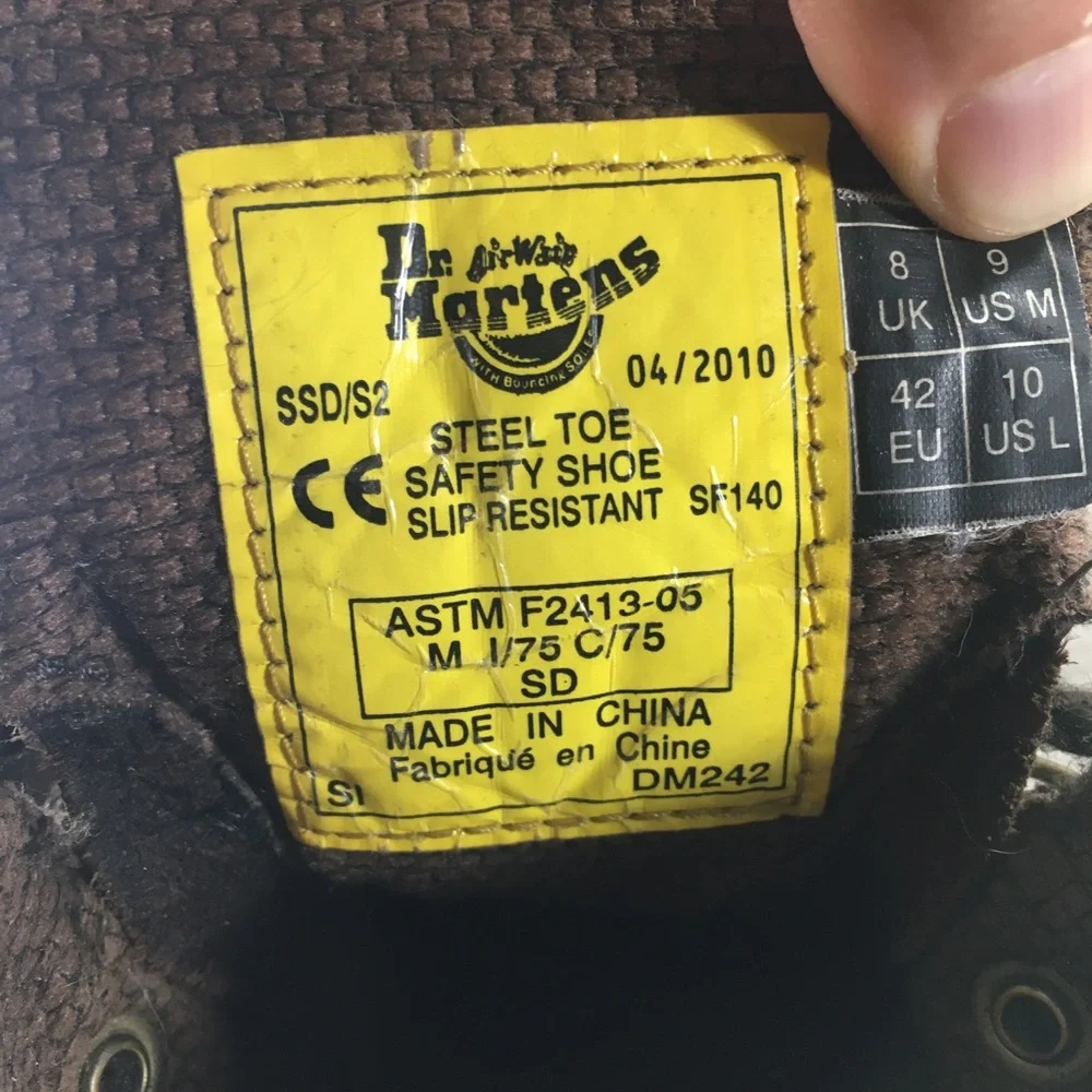 Mens Dr Martens DM242 Industrial Air Wair Steel Toe Leather Holkham Boots Size 9